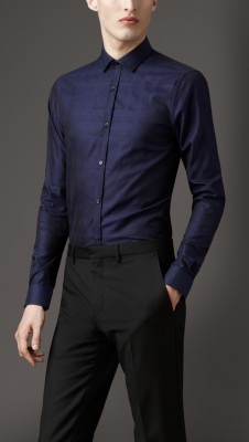 Modern Fit Jacquard Check Cotton Shirt