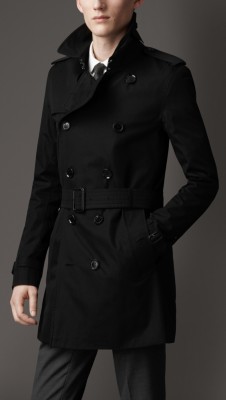 Mid-Length Cotton Gabardine Trench Coat