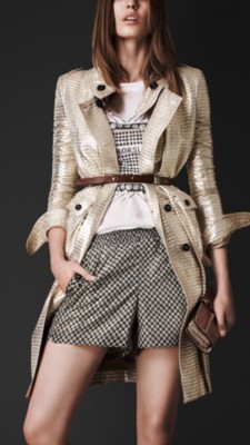 Metallic Jacquard Trench Coat