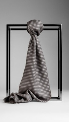 Geometric Square Print Silk Scarf