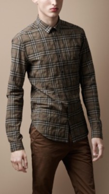Check Crinkled Cotton Shirt
