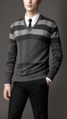 Printed Check Wool Sweater