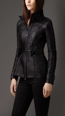 Peplum Detail Ribbed Quilt Jacket