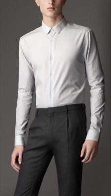 Slim Fit Striped Cotton Shirt