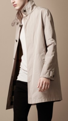 Mid-Length Technical Fabric Trench Coat