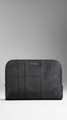 Embossed Check Leather Document Case
