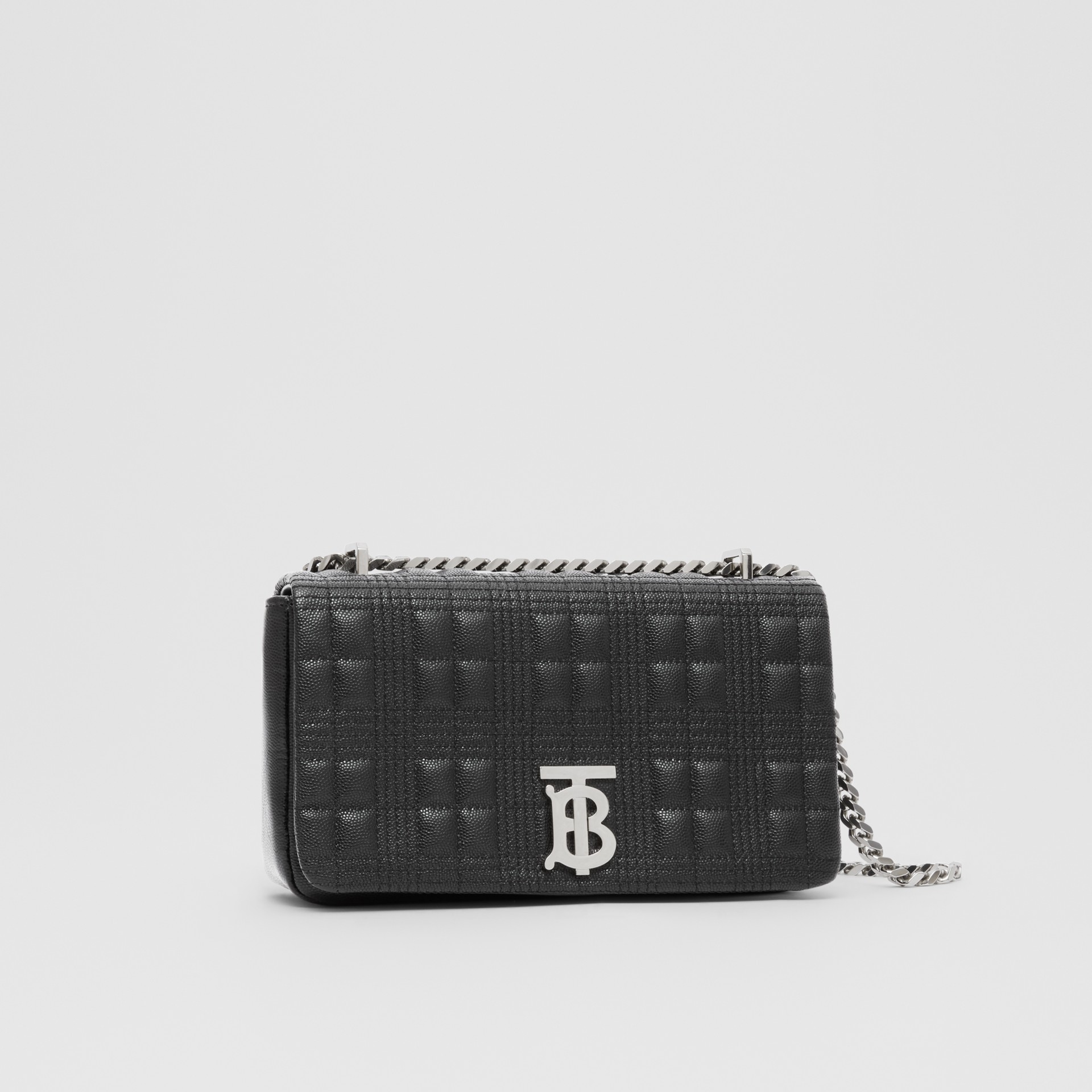 burberry black medium quilted grainy leather lola bag