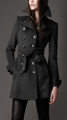 Mid-Length Wool Cashmere Trench Coat