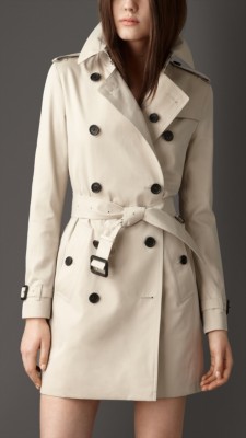 Mid-Length Cotton Gabardine Trench Coat