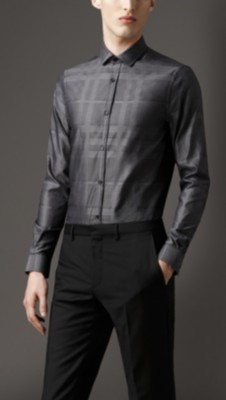Modern Fit Jacquard Check Cotton Shirt