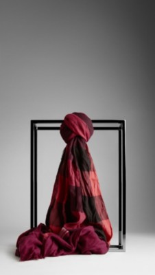 Check Crinkled Cashmere Scarf