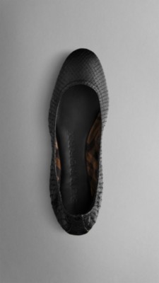 Python Leather Ballerinas