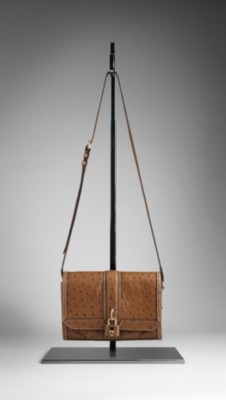 Framed Ostrich Crossbody Bag