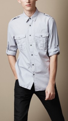 Cotton Poplin Military Shirt