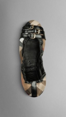 Bridle House Check Ballerinas