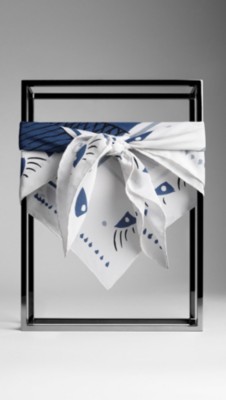 Framed Leaf Print Silk Square
