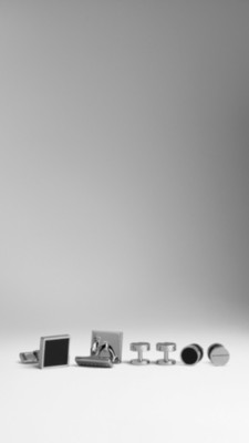 Enamel Check Cufflinks and Shirt Stud Set