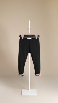 Check Trim Cotton Leggings