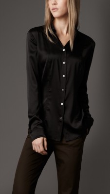 Slim Fit Stretch Silk Shirt