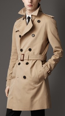 Mid-Length Cotton Gabardine Trench Coat