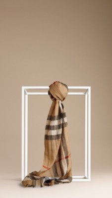 Exploded Check Wool Silk Scarf