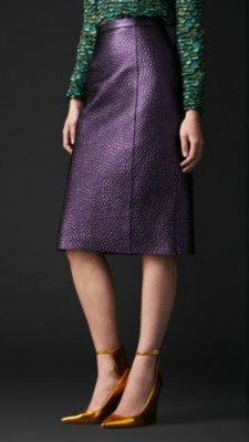 Metallic Leather Pencil Skirt