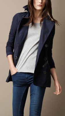 Short Metallic Detail Trench Coat