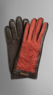 Python Detail Leather Gloves