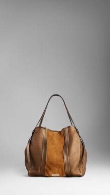 Medium Metallic Leather Colour Block Tote Bag