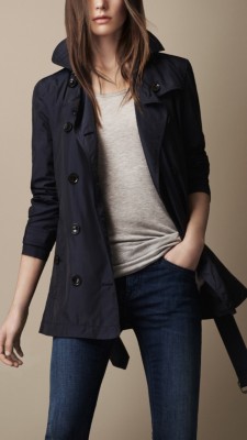 Short Technical Silk Trench Coat