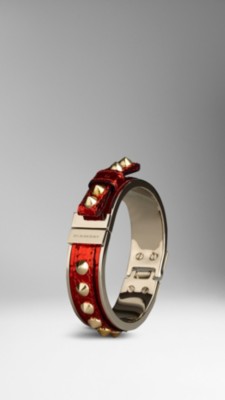 Metallic Lizard Skin Studded Cuff