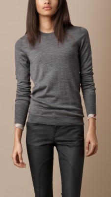 Jersey en lana de merino con puños de checks