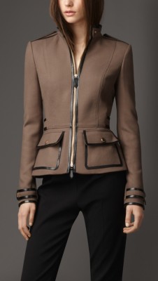 Leather Detail Military Jacket