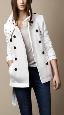 Short Funnel Collar Trench Coat