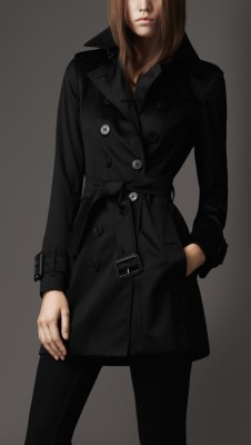 Mid-Length Stretch Cotton Trench Coat