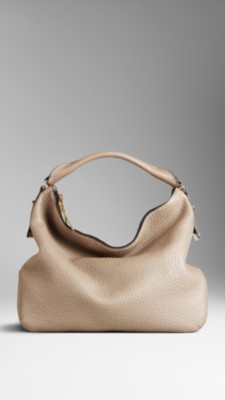 Medium Heritage Grain Leather Hobo Bag