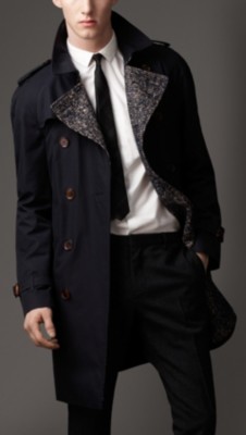 Mid-Length Contrast Facing Gabardine Trench Coat