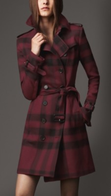 Mid-Length Check Trench Coat