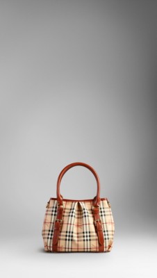 Small Haymarket Check Belted Tote Bag