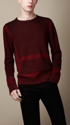 Two-Tone Waffle Panel Sweater