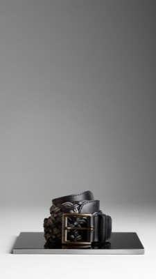 Woven Cord and Leather Belt