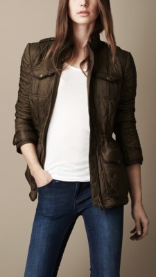 Leather Detail Quilted Jacket