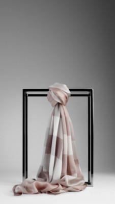 Check Silk Satin Scarf