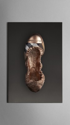 Metallic Leather House Check Ballerinas