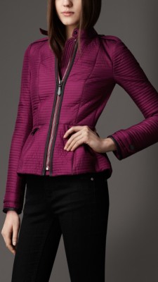 Peplum Detail Ribbed Quilt Jacket