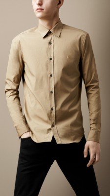 Check Cuff Stretch Cotton Shirt