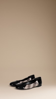 Smoked Check Patent Ballerinas