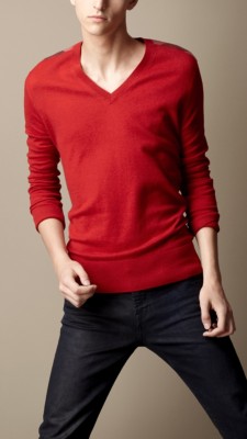 Check Detail Cotton Cashmere Sweater