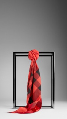 Check Silk Scarf