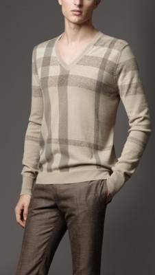 Printed Check Wool Sweater